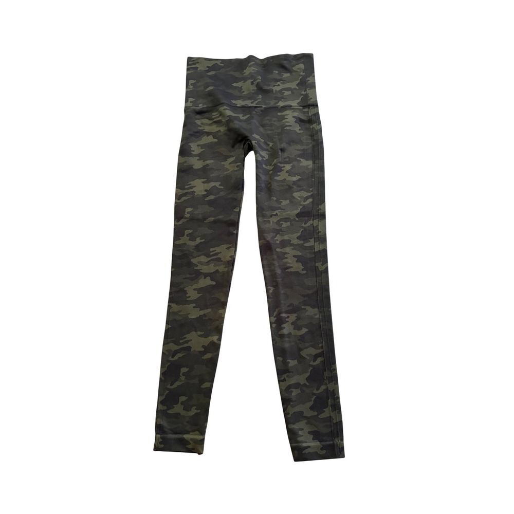 Spanx Look at Me Now Seamless Camo Leggings Green Medium Athleisure